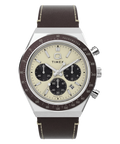 Q Timex Chronograph 40mm Leather Strap Watch