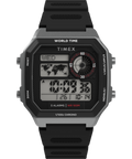 World Time Digital 40mm Resin Strap Watch