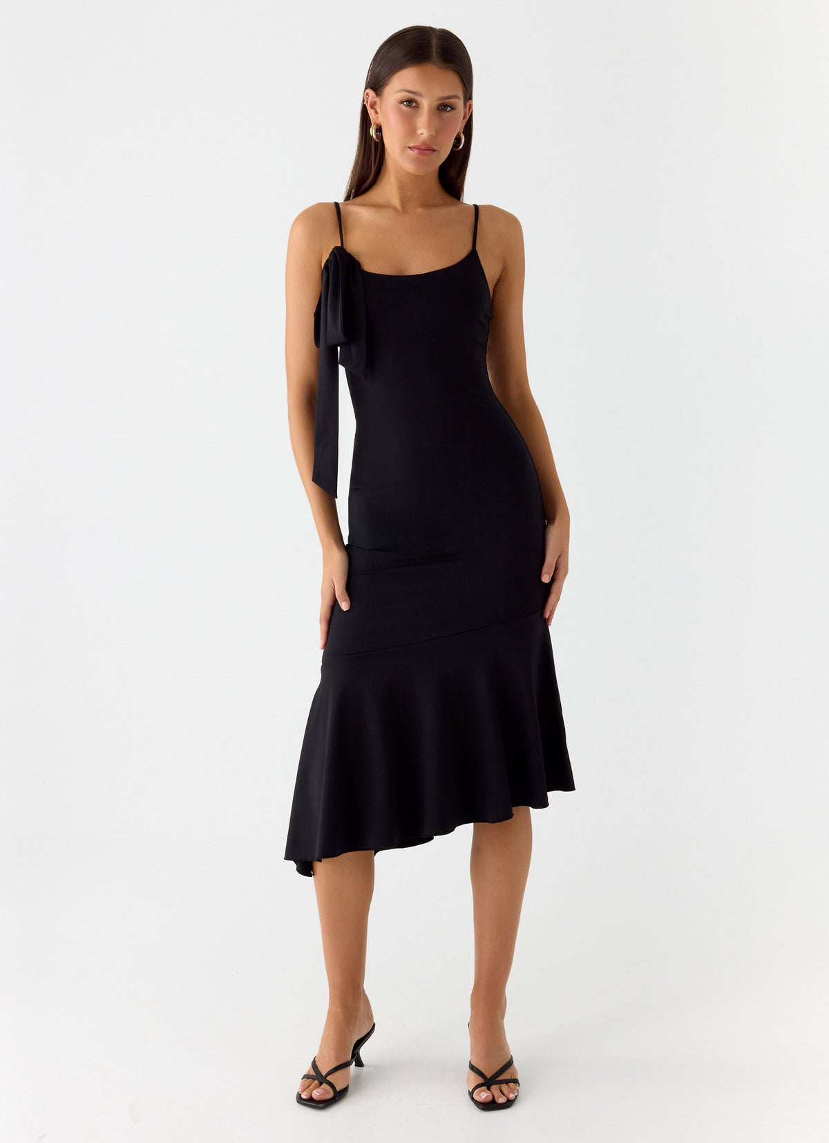 Tranquility Asymmetric Midi Dress - Black