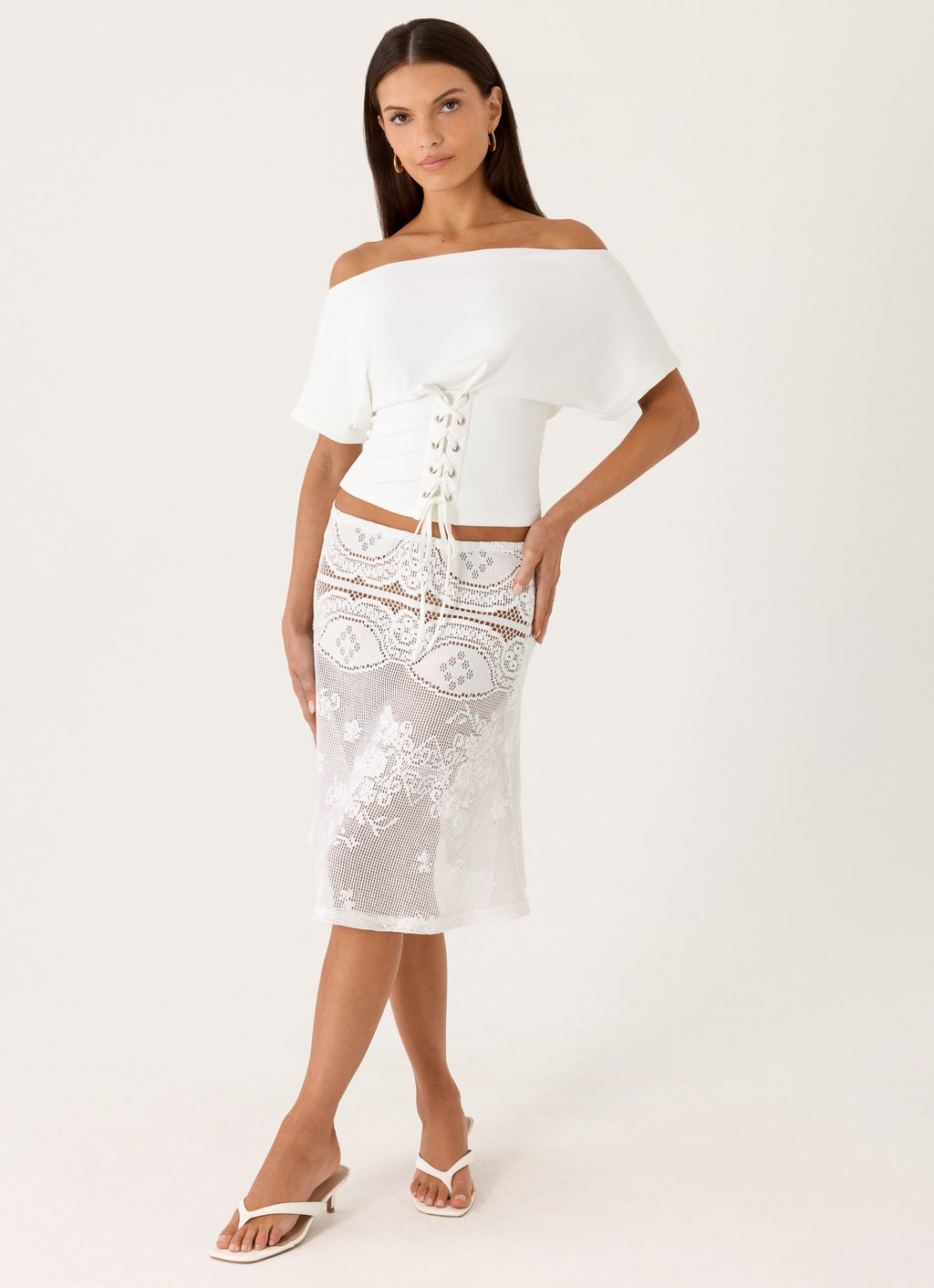 Yanna Midi Skirt - White