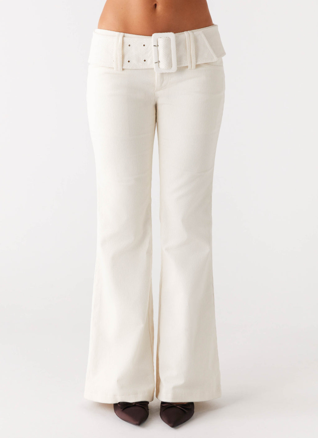Zadie Low Rise Cord Jeans - Pearl